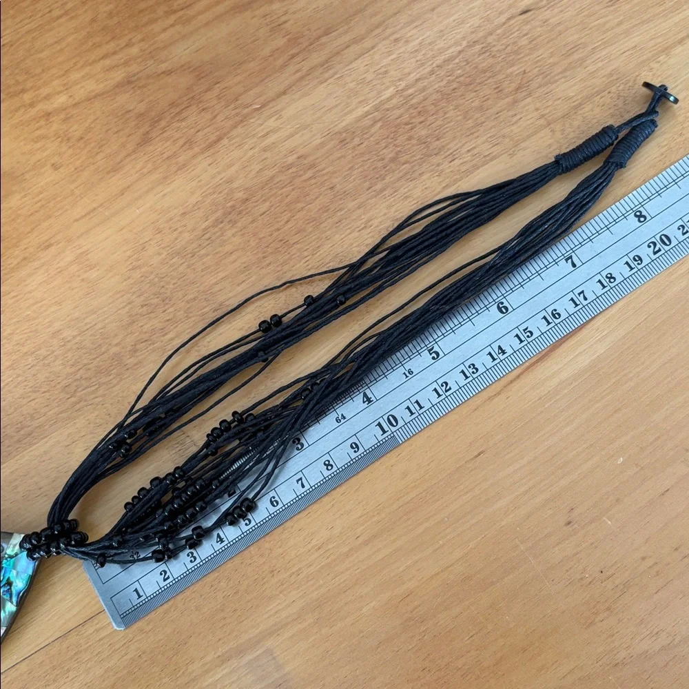 Sajen Abalone Shell Teardrop Statement Pendant Beaded Cord Necklace 18" - Picture 12 of 12